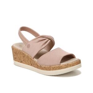 New BZEES Women's Remix Slingback Wedge Sandal in Brown Washed Linen Size 11